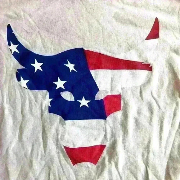 🔥 PROJECT ROCK UNDER ARMOUR USA FLAG PATCH VETERANS DAY LONG SLEEVE SHIRT sz L - Picture 4 of 8